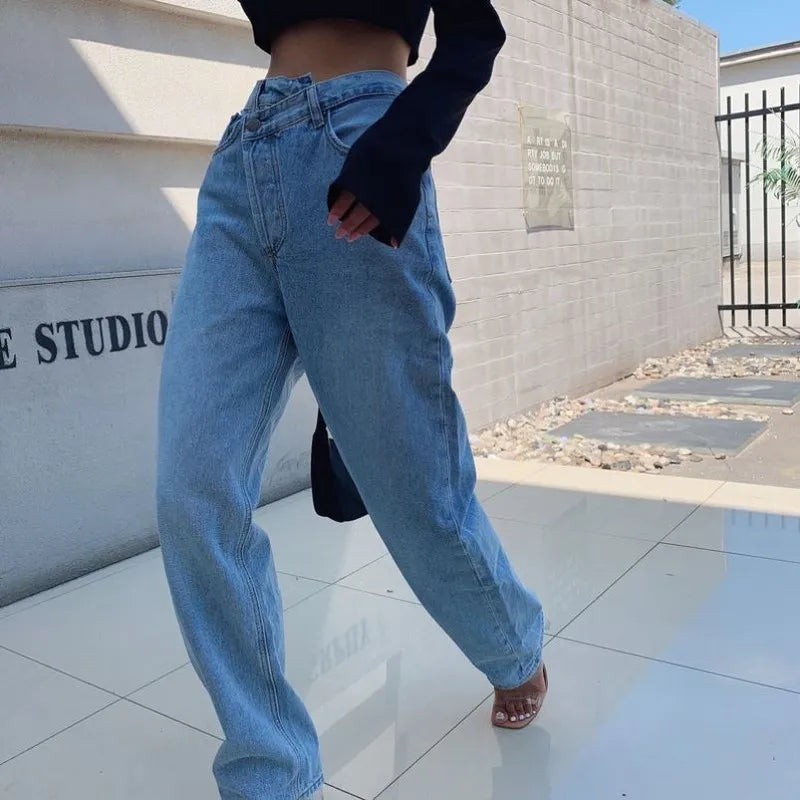 Loose Asymmetrical Denim Pants