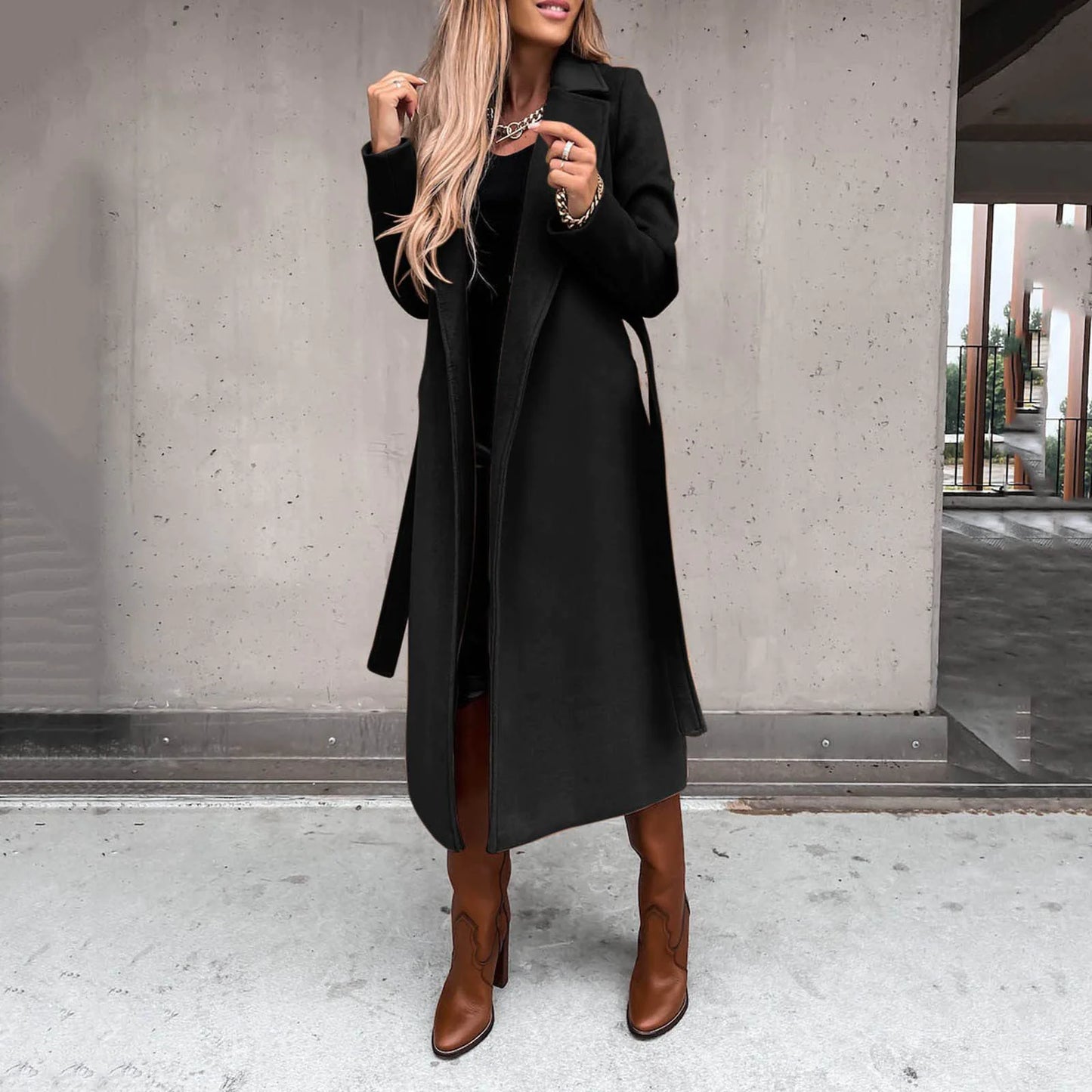 Women's Elegant Woolen Long Coat