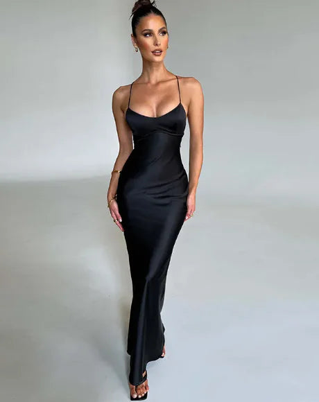 Backless Slim Fit Wrap Long Dress